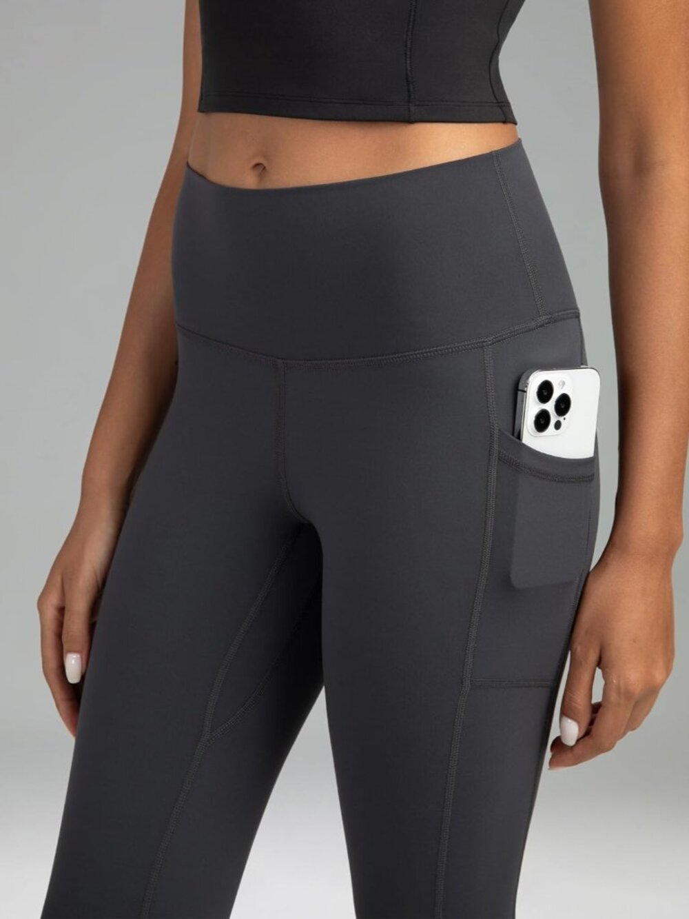 Women's High Waisted Yoga Pants 7/8 Length Leggings with Pockets - Picture 3 of 8